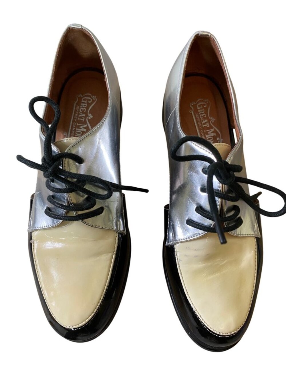 Great Moments Jeffrey Campbell Cutout Metallic Oxfords Patent Leather Size 6